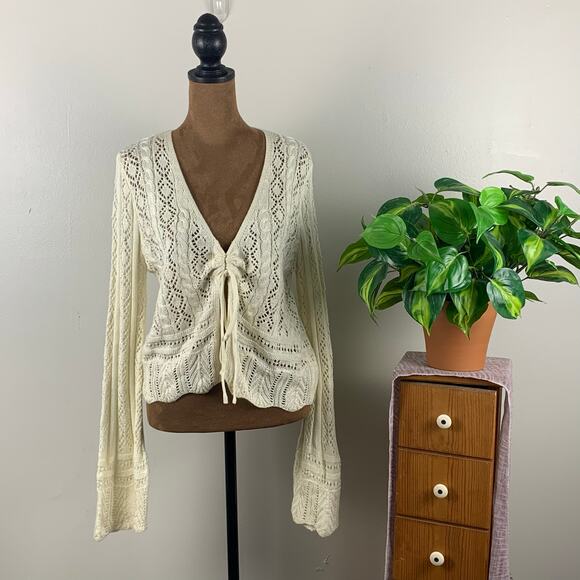 No Boundaries Ivory Long Sleeve Open Cardigan Size Junior Large (11-13) - Picture 1 of 6
